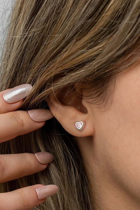 Heliophilia Silver NRZ999500 Pendientes de Plata de Ley 925 con Circonita Rosa y Baño de Rodio